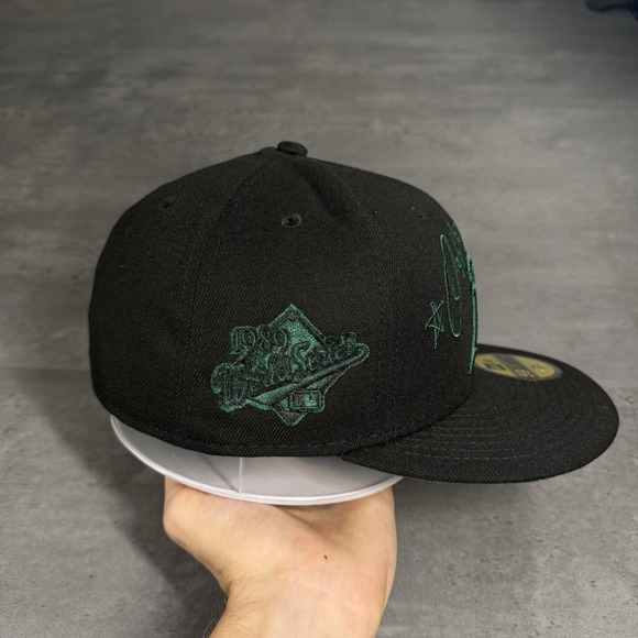 Hat Club Oakland Athletics‎ A's New Era Cap 7 1/4 Black Green 1980 Patch Suede - Picture 3 of 7
